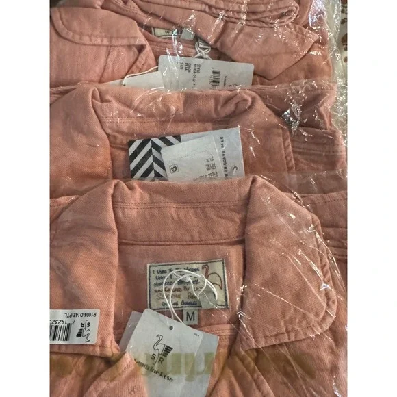 Sandrine Rose Petal Pink Cotton Linen Utility Jacket Blazer M - Picture 10 of 10